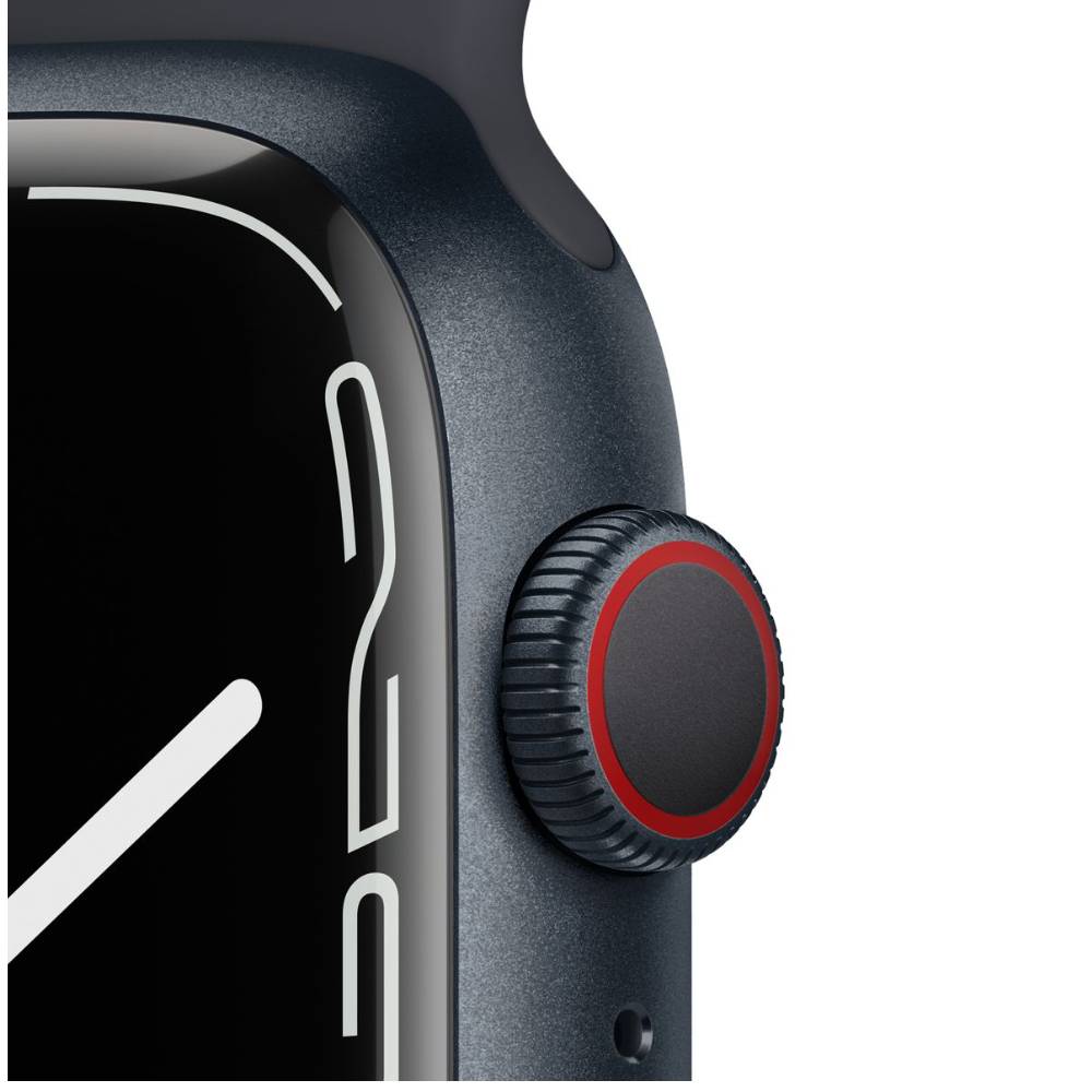 Apple Watch Series 7 GPS + Cellular, 41mm Midnight Aluminium Case with Midnight Sport Band - Regular - MKHQ3AE/A