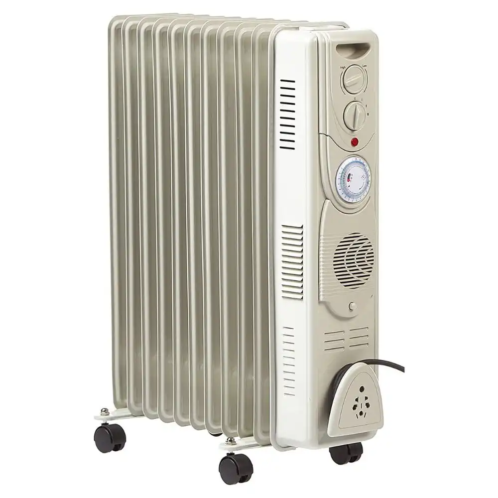 Crownline HT-244 11-Fins Oil Radiator Heater, 1000W 1500W 2500W, 20 240 V, 50Hz, White