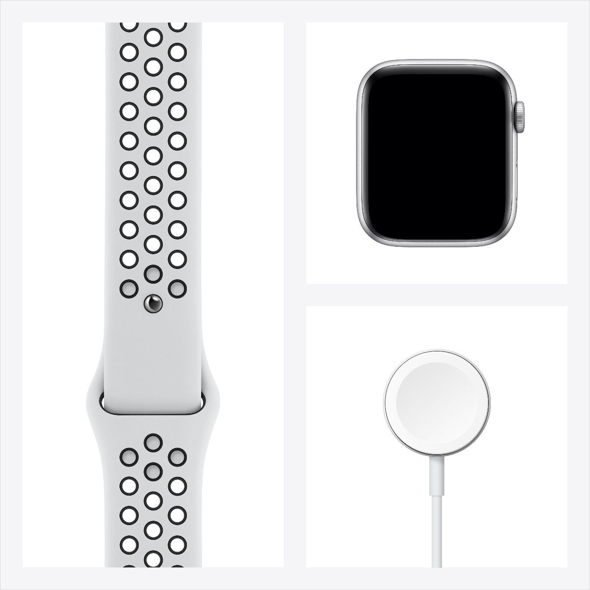 Apple Watch Nike Series 6 GPS, 40mm Silver Aluminium Case with Pure Platinum/Black Nike Sport Band (M00T3AE/A)