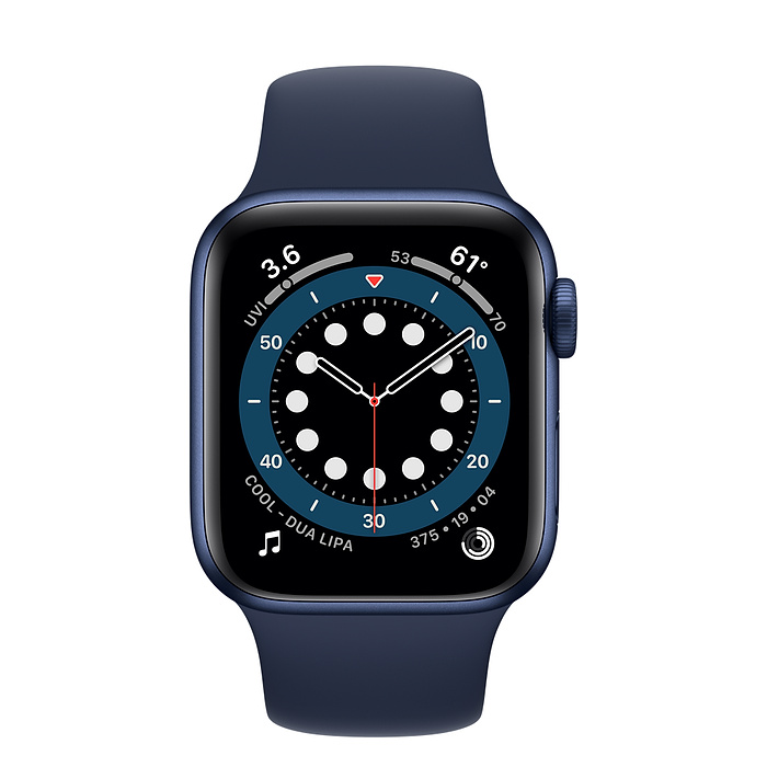 Apple Watch Series 6 GPS, 40mm Blue Aluminium Case with Deep Navy Sport Band - Regular MG143AE/A 