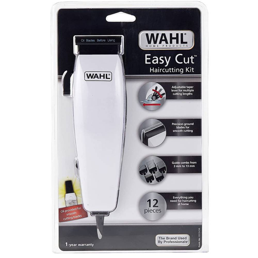 WAHL Easy Cut Hair Cutting Kit, Corded Hair Clipper Kit for Mens Grooming,  6 Comb Attachments, Self Sharpening Precision Blades with Taper Lever,  09314-3327