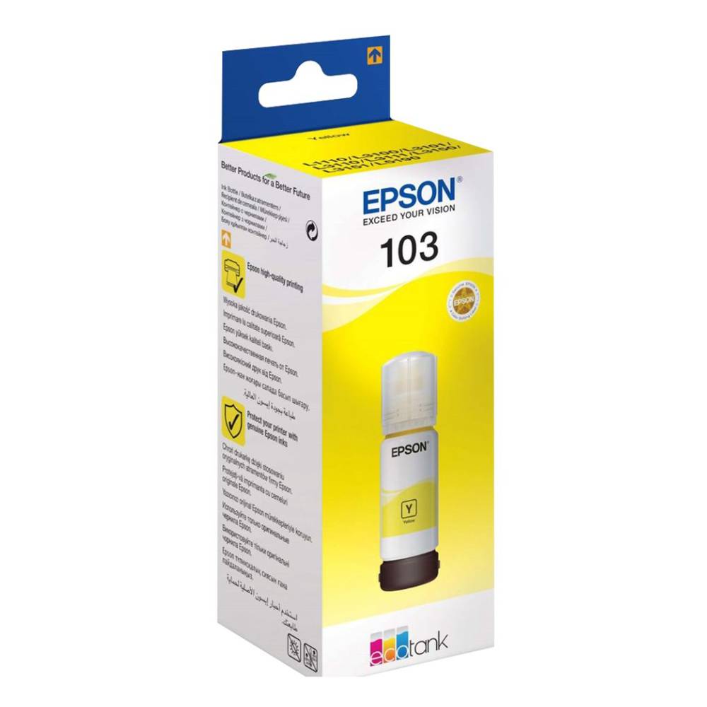 Epson 103 Yellow Original Ink Tank for Printer, 65 ml T103Y