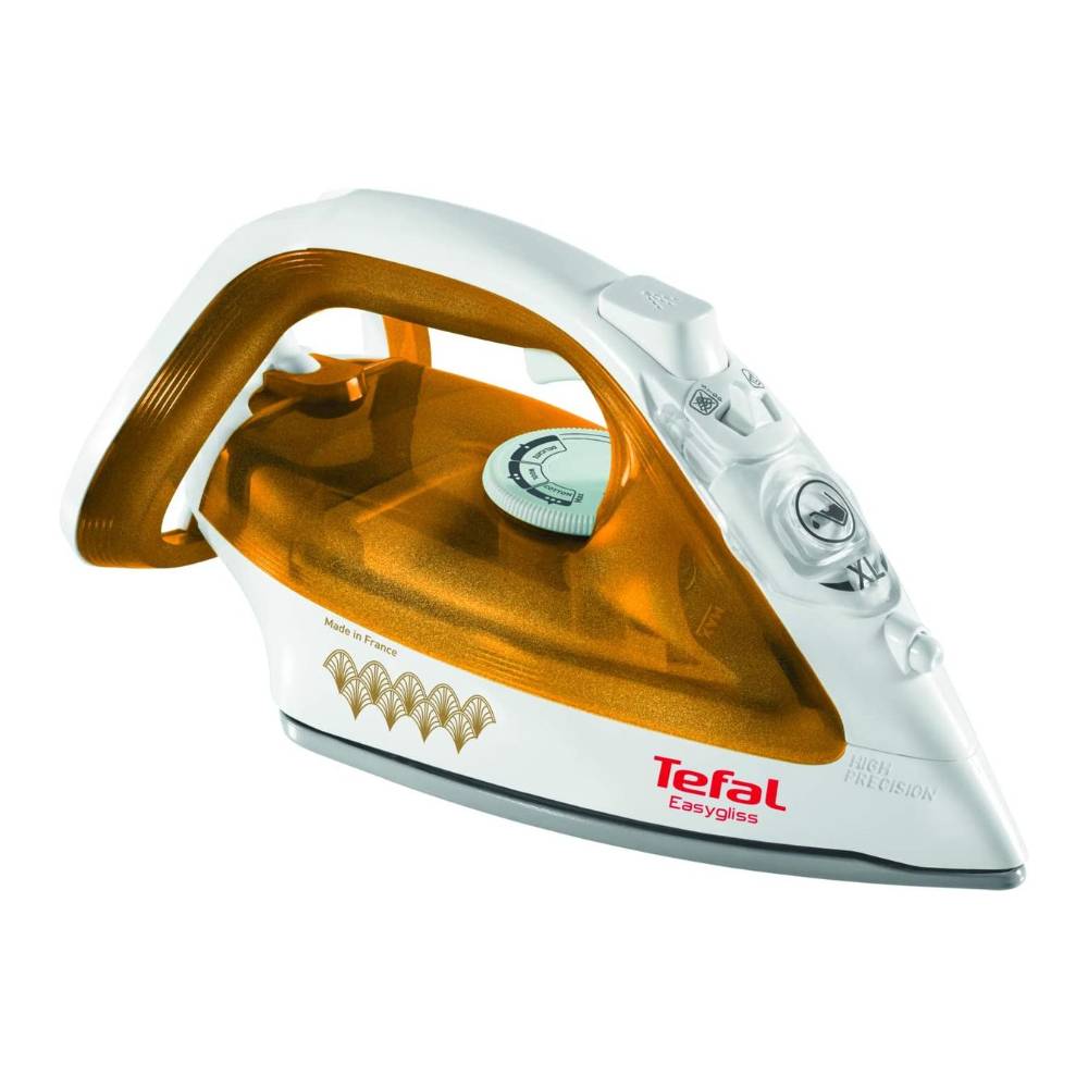 TEFAL Easygliss Durilium Airglide Soleplate Steam Iron, 2400 Watts, Gold/White, FV3954M0