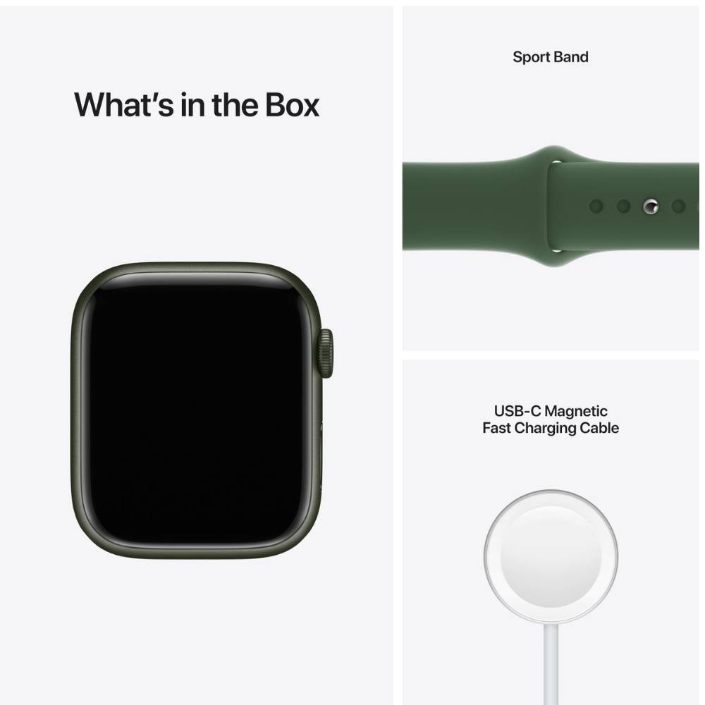 Apple Watch Series 7 GPS, 41mm Green Aluminium Case with Clover Sport Band - Regular - MKN03AE/A 