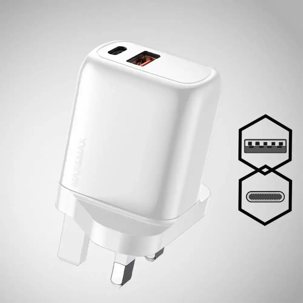 MAX&MAX DUAL PORT FAST CHARGER 20W PD+QC3.0 - DCUK01