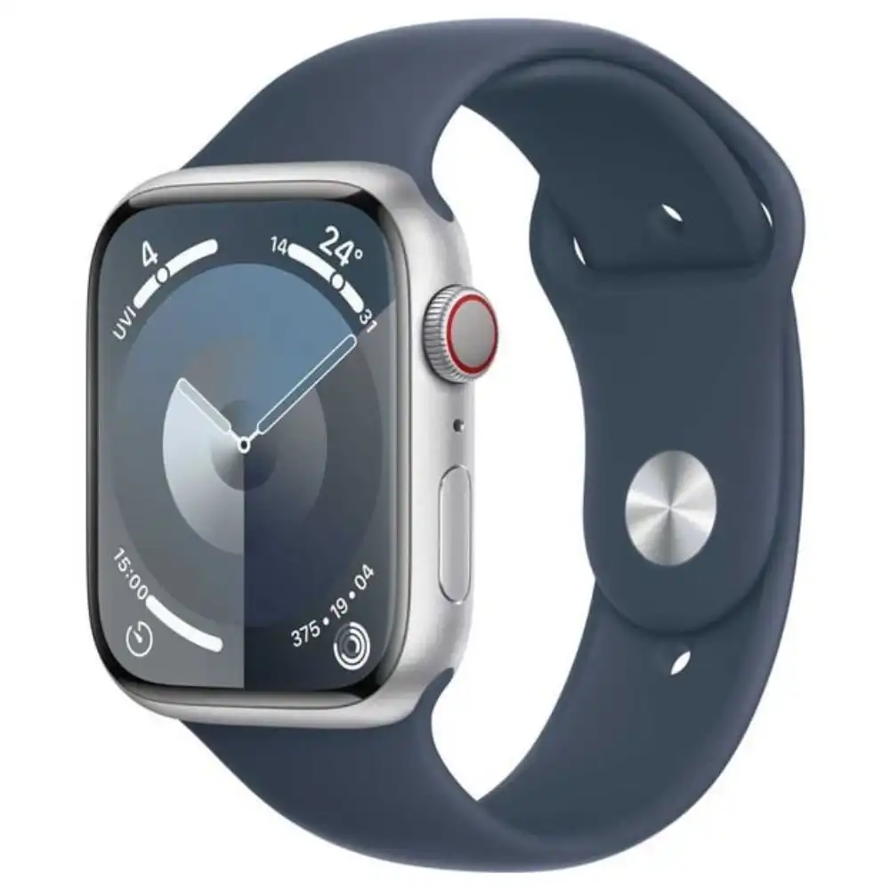 Apple Watch Series 9 GPS 41 mm Silver Aluminum Case with Storm Blue Sport Band S/M - MR903QA/A